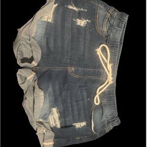 Denim Shorts with Drawstring